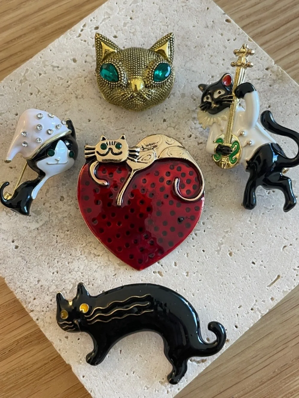Cat Brooch Bundle Black Cat Heart Whimsical Coquette Cute Animal Jewelry Set
